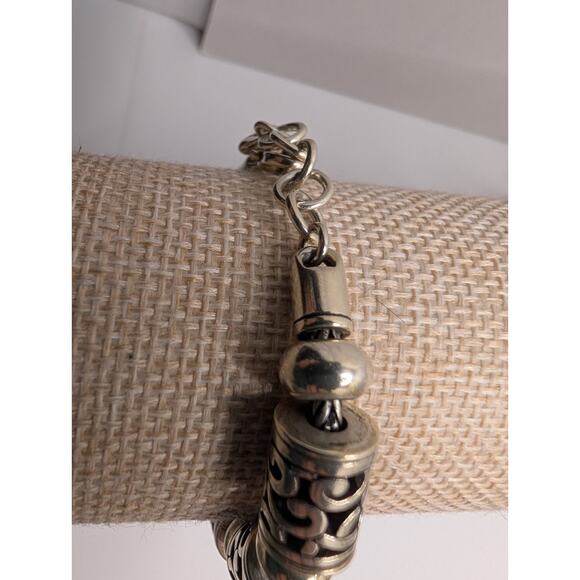 Brighton Scrollwork Silver Tone Barrel Bracelet 8 Inch Adjustable - Picture 3 of 7